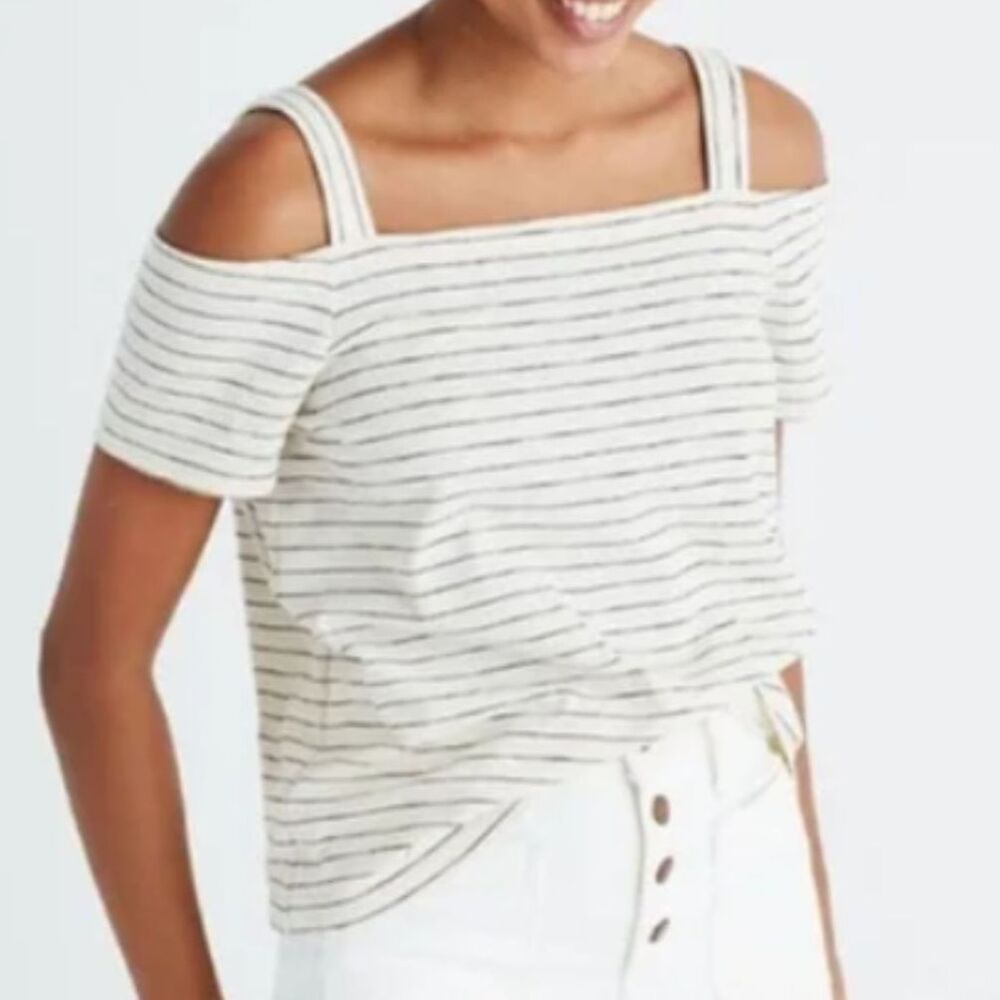 Madewell Cold-Shoulder Tee in Bellamy Stripe Size XS